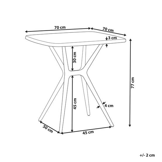 Table de bistrot de jardin en plastique blanc 70 x 70 cm table à manger d'extérieur résistant aux intempéries - Image 3