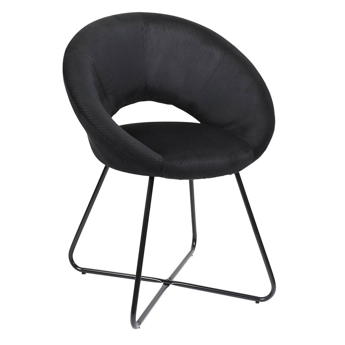 ALTOBUY - Fauteuil Rond Ajouré en Velours Côtelé Noir - KONAE - Image 1