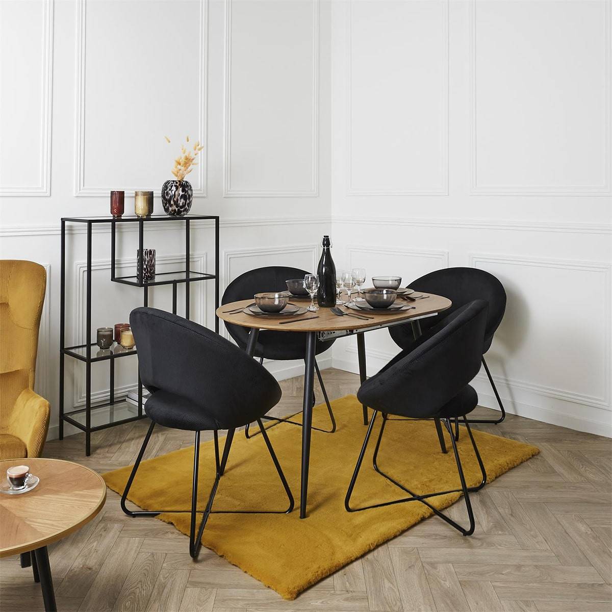 ALTOBUY - Fauteuil Rond Ajouré en Velours Côtelé Noir - KONAE - Image 2