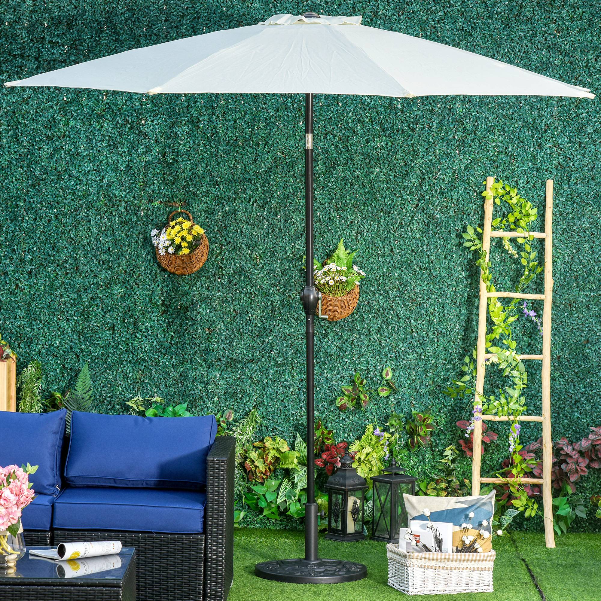 ComfortXL - Demi-Pied de Parasol en Résine pour Balcon Support Lourd Motif Floral 50cm Noir - ComfortXL Outdoor Living - Image 4