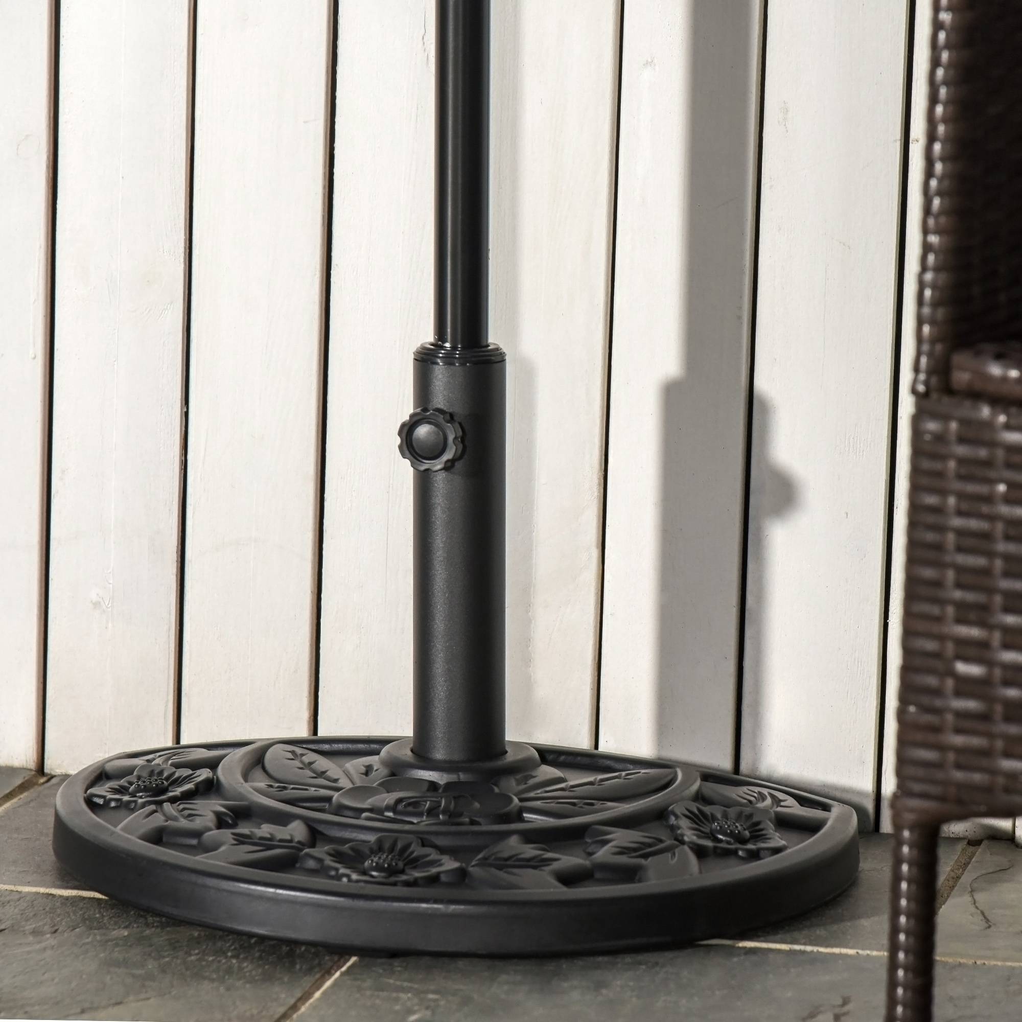 ComfortXL - Demi-Pied de Parasol en Résine pour Balcon Support Lourd Motif Floral 50cm Noir - ComfortXL Outdoor Living - Image 3