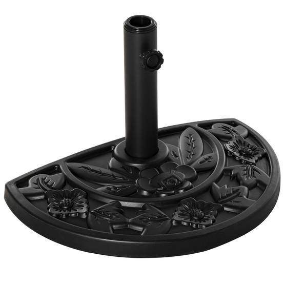 ComfortXL - Demi-Pied de Parasol en Résine pour Balcon Support Lourd Motif Floral 50cm Noir - ComfortXL Outdoor Living - Image 1