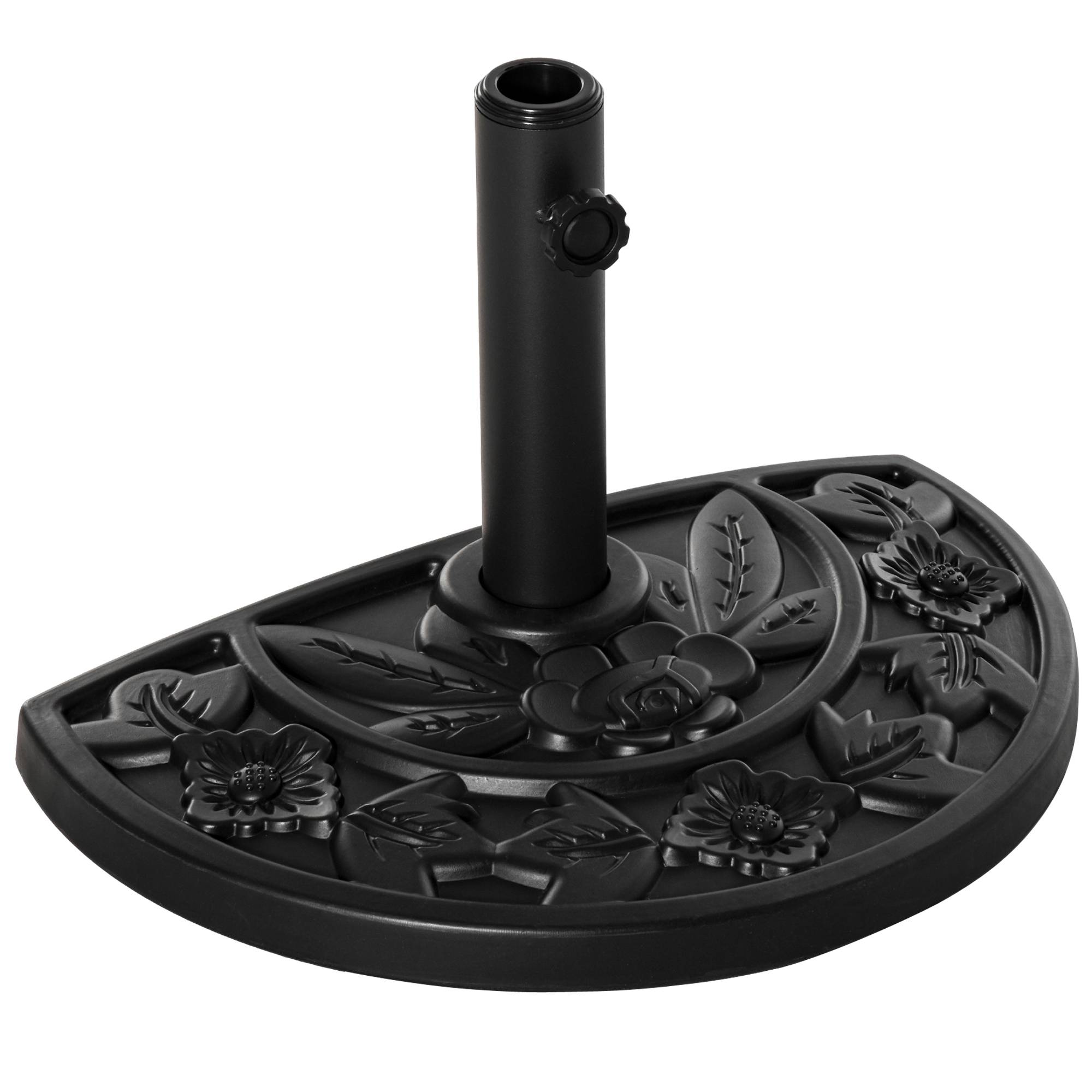 ComfortXL - Demi-Pied de Parasol en Résine pour Balcon Support Lourd Motif Floral 50cm Noir - ComfortXL Outdoor Living - Image 1
