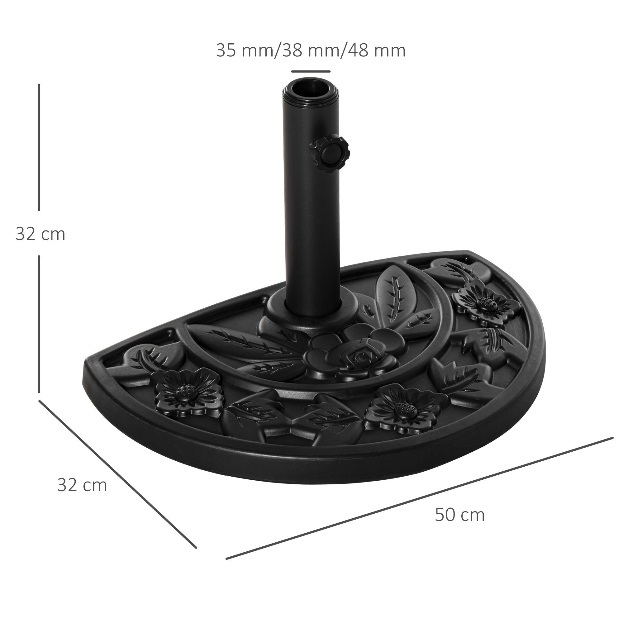 ComfortXL - Demi-Pied de Parasol en Résine pour Balcon Support Lourd Motif Floral 50cm Noir - ComfortXL Outdoor Living - Image 5