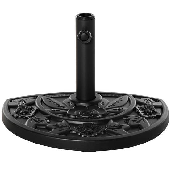 ComfortXL - Demi-Pied de Parasol en Résine pour Balcon Support Lourd Motif Floral 50cm Noir - ComfortXL Outdoor Living - Image 2