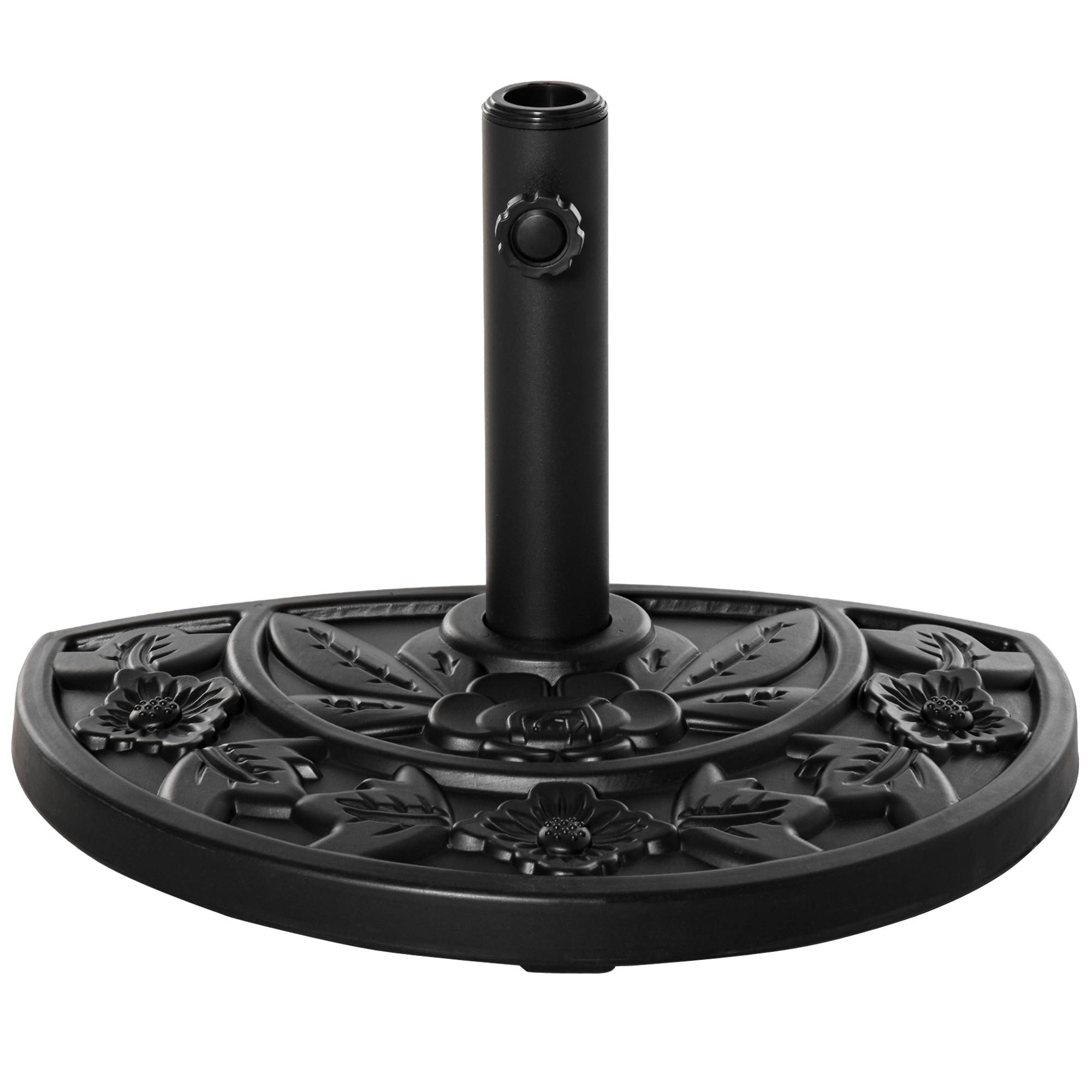 ComfortXL - Demi-Pied de Parasol en Résine pour Balcon Support Lourd Motif Floral 50cm Noir - ComfortXL Outdoor Living - Image 2