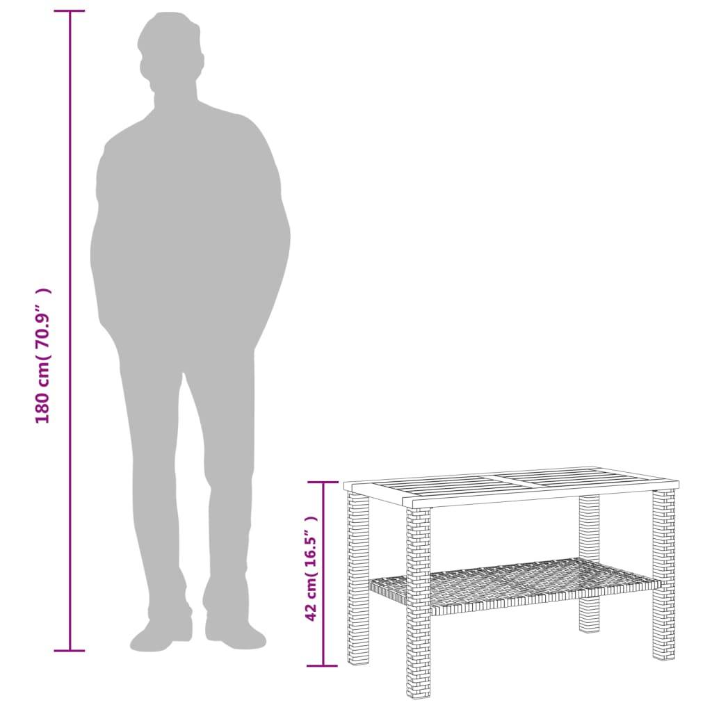 ComfortXL - Table Basse de Jardin Design Grise en Résine Tressée avec Plateau en Bois d'Acacia Massif – ComfortXL Outdoor Living - Image 9