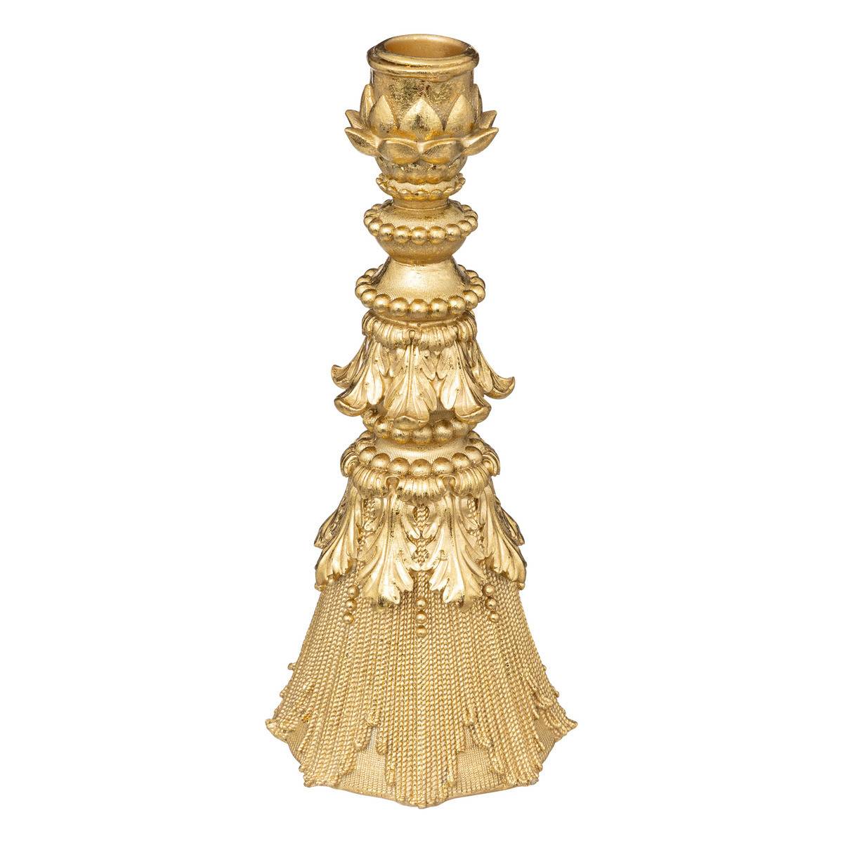 Fééric Lights & Christmas - Bougeoir Chandelier Baroque Doré D 9.5 x H 22.7 cm