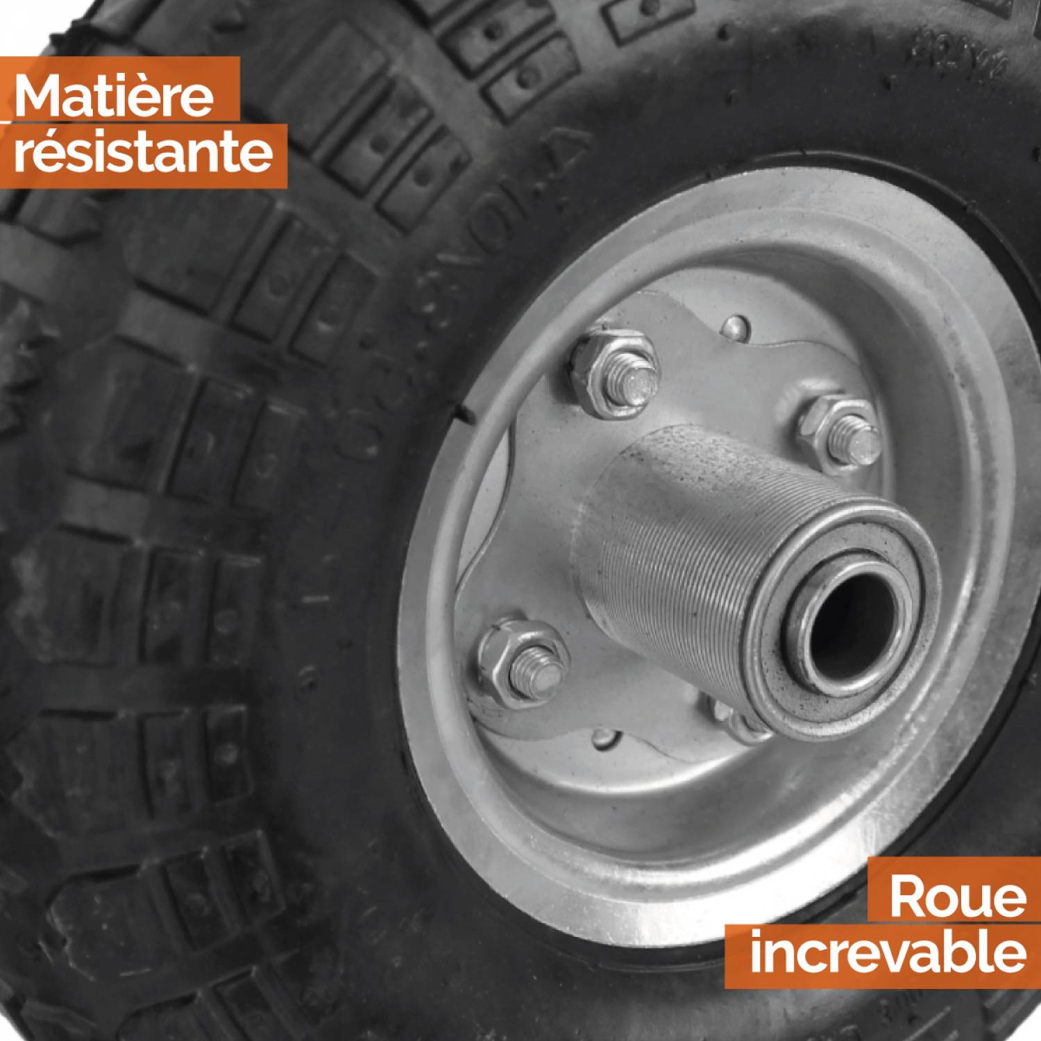 Linxor - Lot de 2 roues increvables pour chariot 25 x 8 cm - Axe 16 mm  - Linxor - Imagen 3