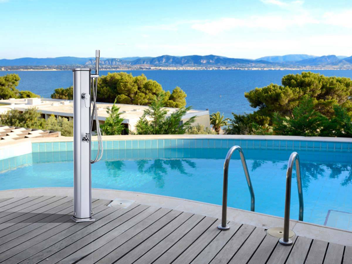 Formidra - FORMIDRA - Douche solaire FORMIDRA - Jolly Go Inox - 20 L - Aluminium - Gris - Rince pieds - Imagen 7