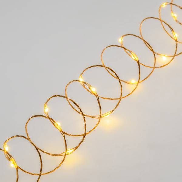 Lotti - Guirlande lumineuse à batterie rechargeable USB 10m 100 MicroLED blanc chaud 8 modes fil métal cuivré IP44 Lotti - Imagen 8