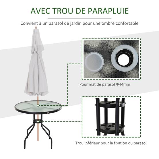 ComfortXL - Table Ronde Bistro Acier Jardin Terrasse Espace Parasol 80x80x72cm Noir - ComfortXL Outdoor Living - Image 6