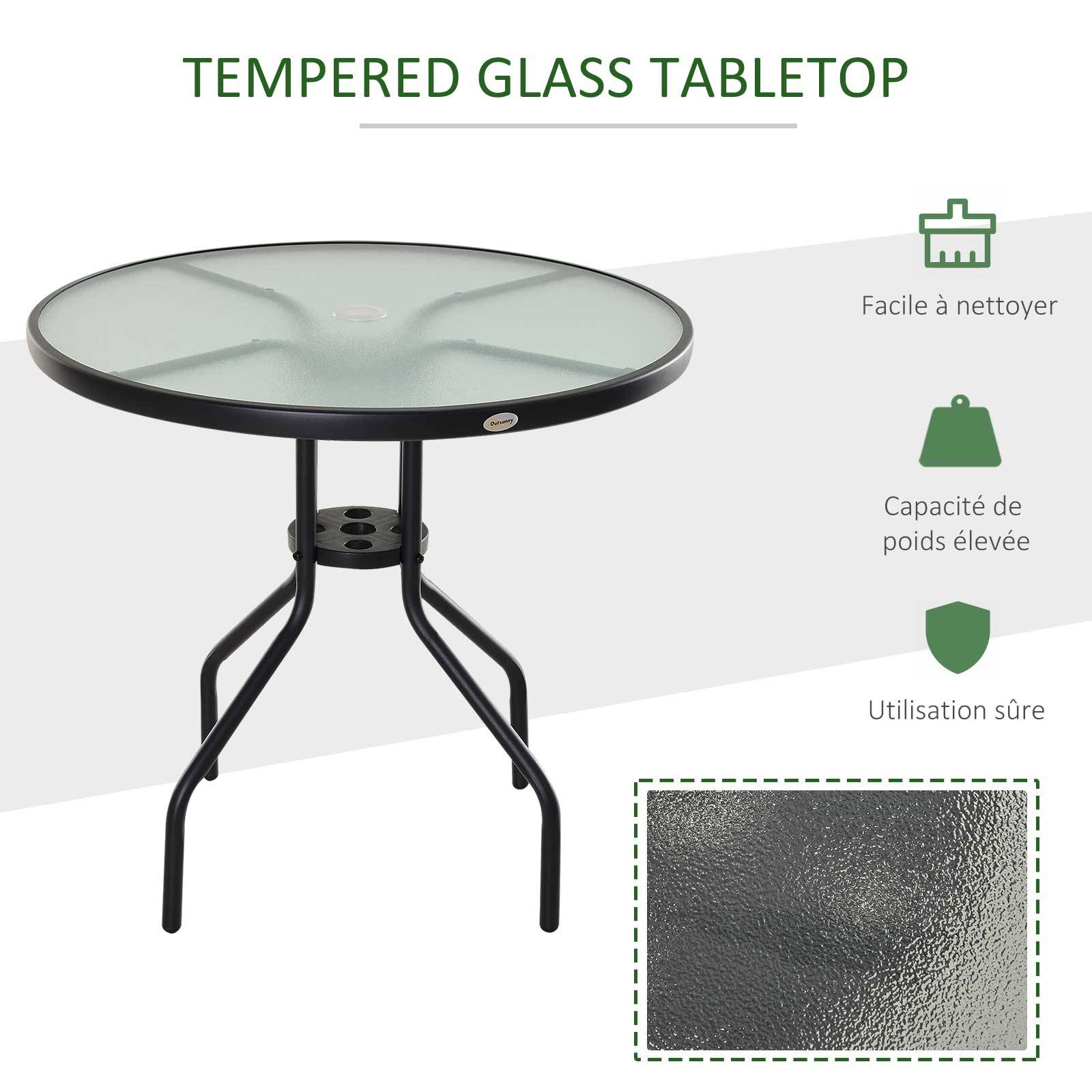 ComfortXL - Table Ronde Bistro Acier Jardin Terrasse Espace Parasol 80x80x72cm Noir - ComfortXL Outdoor Living - Image 7