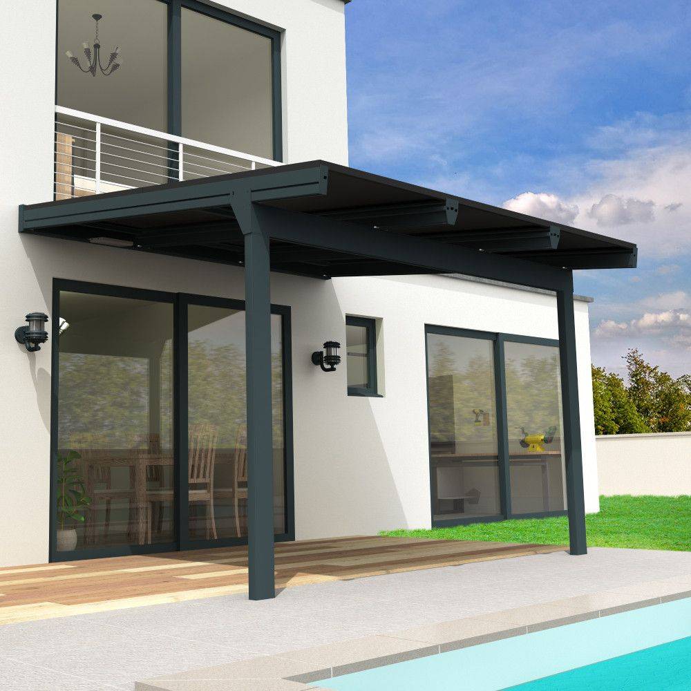 Intersun - Pergola solaire photovoltaïque CORNALINE 4,594x3,95m 8 panneaux (Gris anthracite RAL 7016) - Imagen 3
