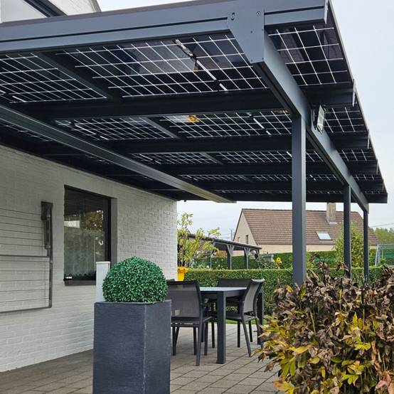 Intersun - Pergola solaire photovoltaïque CORNALINE 4,594x3,95m 8 panneaux (Gris anthracite RAL 7016) - Imagen 2