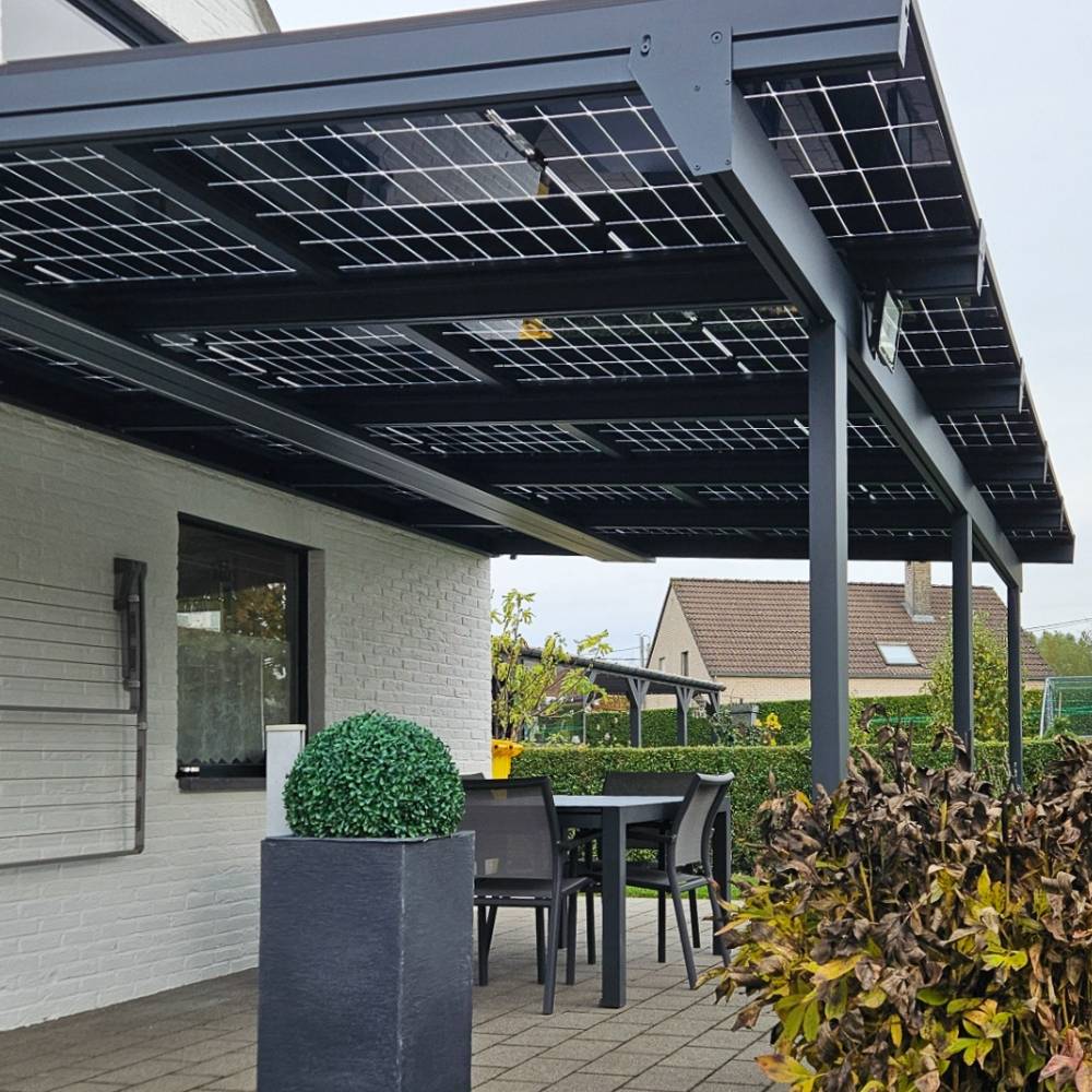 Intersun - Pergola solaire photovoltaïque CORNALINE 4,594x3,95m 8 panneaux (Gris anthracite RAL 7016) - Imagen 2