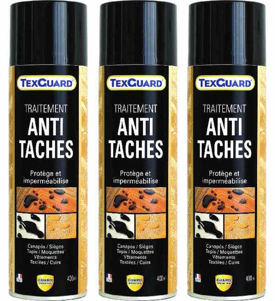 Imperméabilisant Tissu et Cuir Antitache TEXGUARD 3 Aérosols Velours Hydrofuge Incolore et Invisible Canapé Tapis Rideau Moquette - Image 1