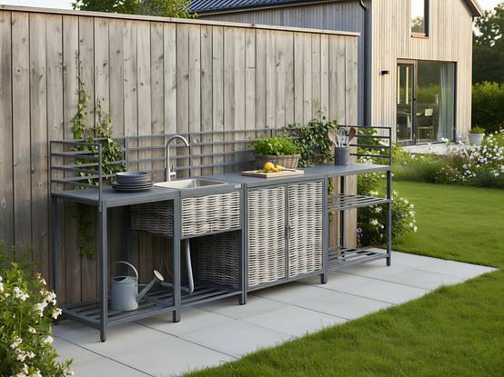 Beliani - Cuisine de jardin Aluminium Gris MIRADOR - 90x62x125- Beliani - Image 1