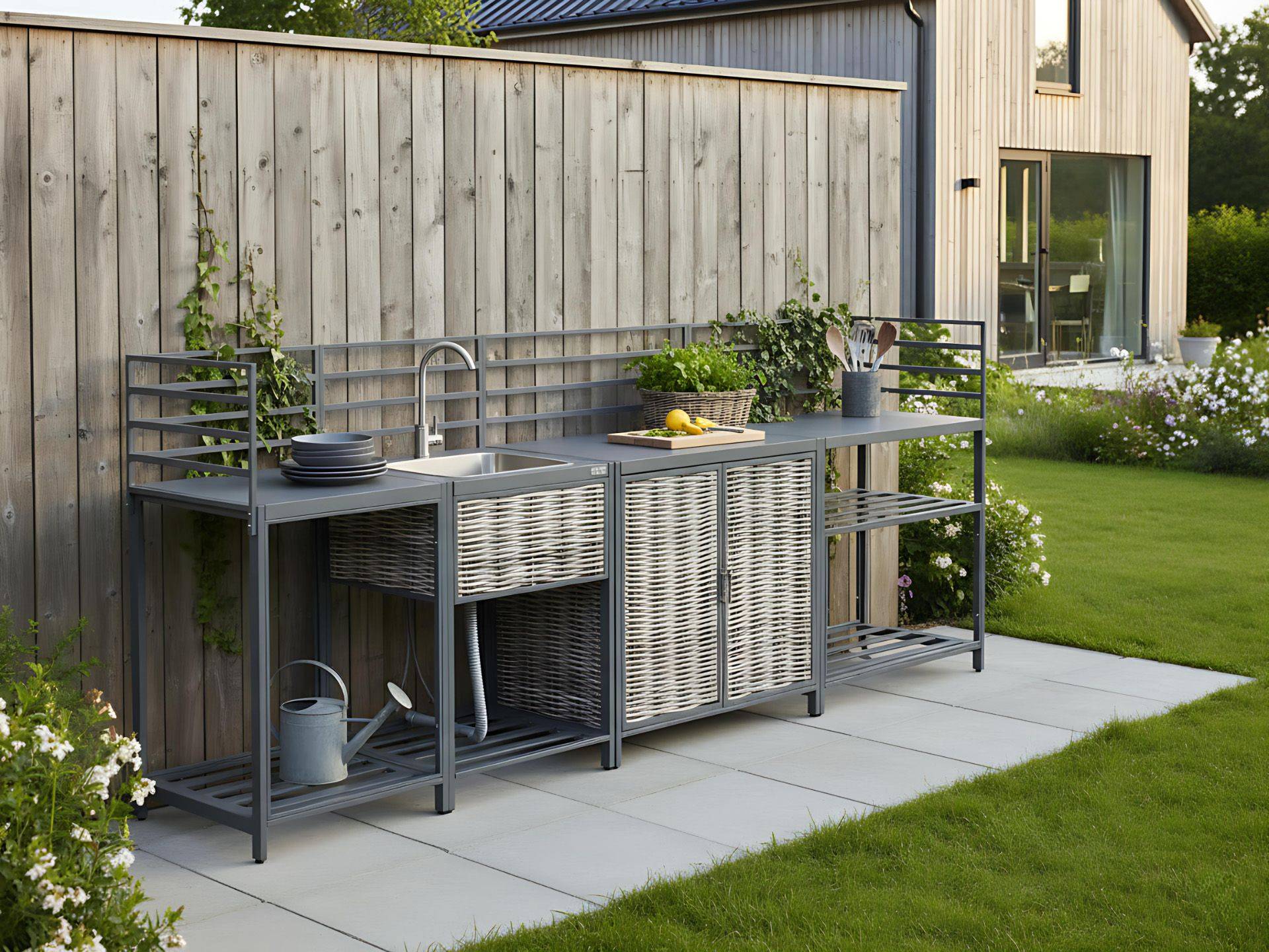 Beliani - Cuisine de jardin Aluminium Gris MIRADOR - 90x62x125- Beliani - Image 1