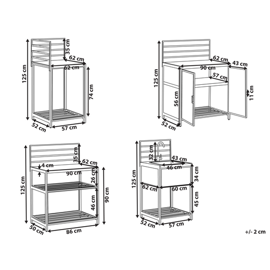 Beliani - Cuisine de jardin Aluminium Gris MIRADOR - 90x62x125- Beliani - Image 3