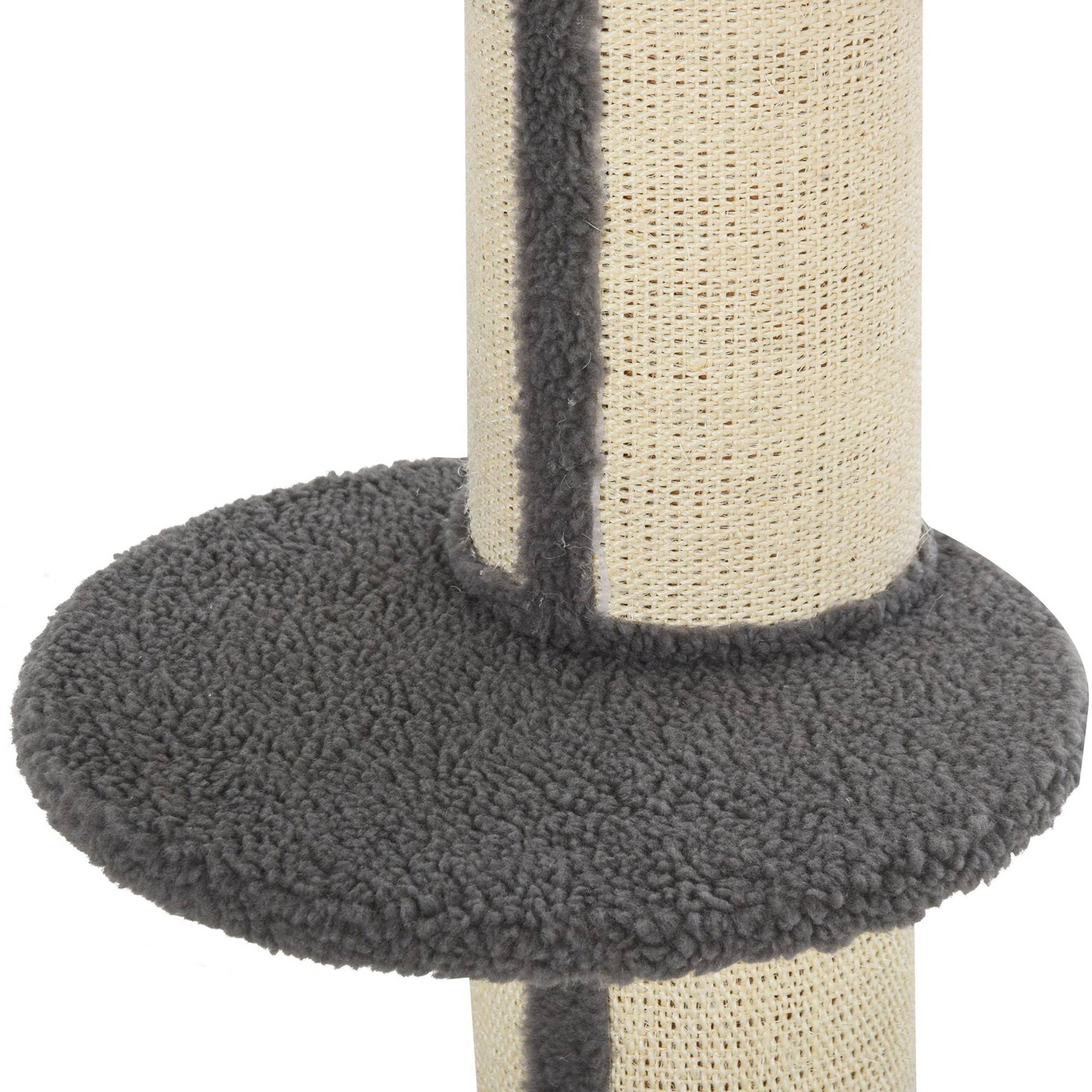 Pawhut - Arbre à chat avec griffoir centre d'activités 2 plateformes coussin gris - Imagen 9