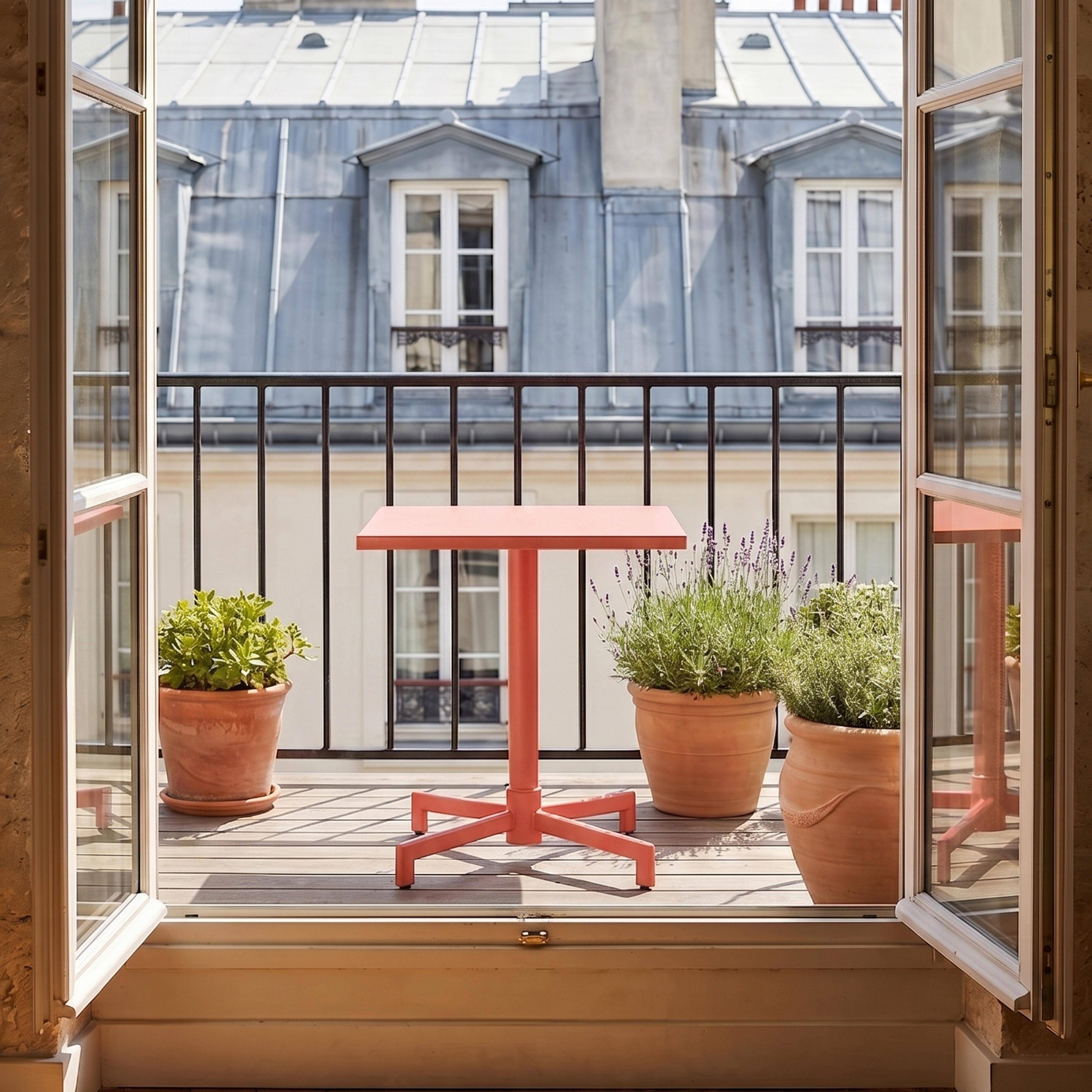 Oviala - Table de jardin carrée bistrot avec plateau rabattable 70 cm argile Palavas - Oviala - Image 2