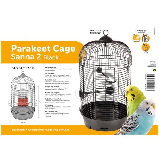 Une cage perruche SANNA II, noir ø 34 x 67 cm. - Image 4