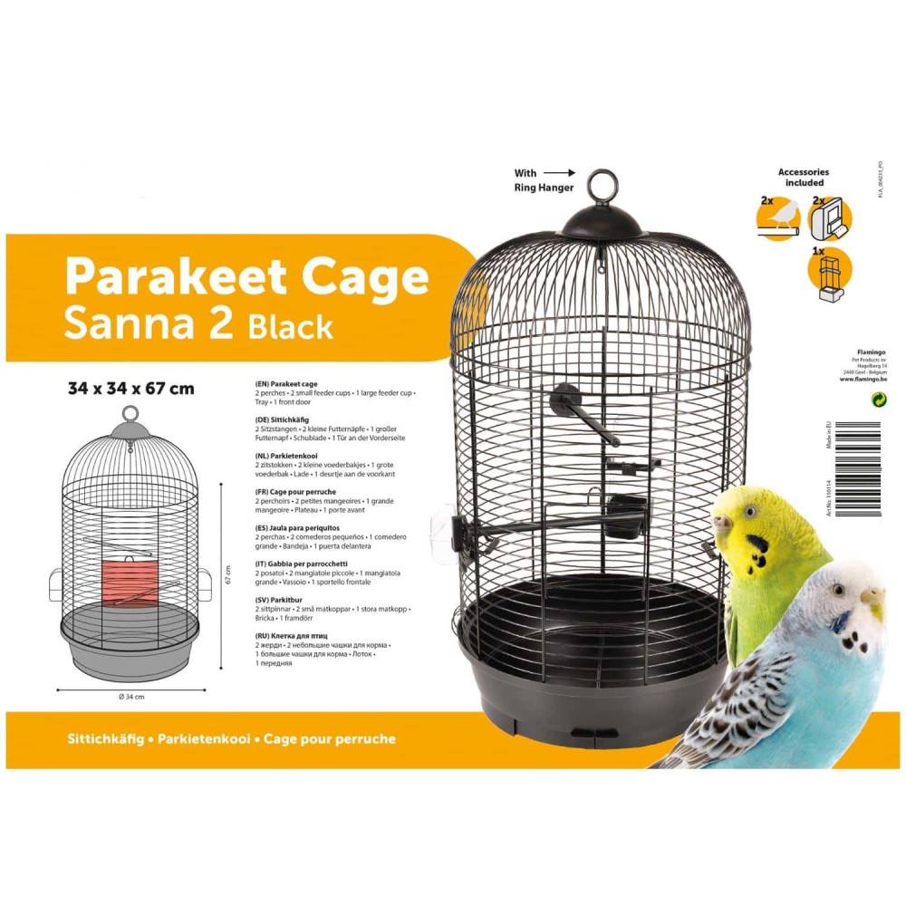 Une cage perruche SANNA II, noir ø 34 x 67 cm. - Image 4