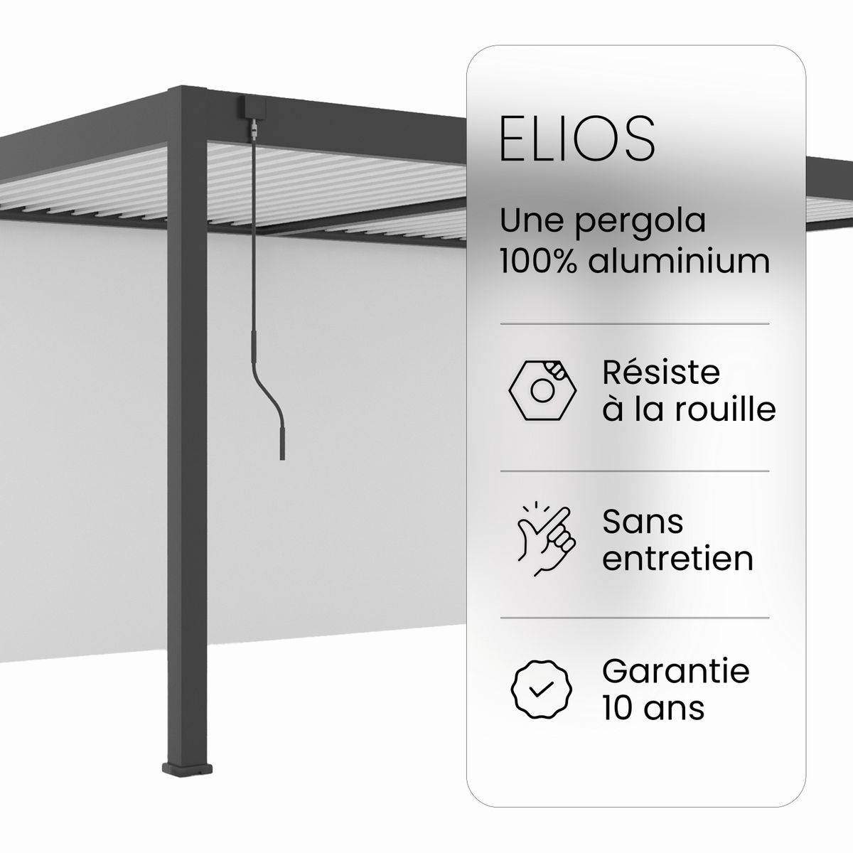 Direct Abris - Pergola Bioclimatique Aluminium Autoportee 32m² - 4x8 Anthracite - Certifié Resistant UV - Lames Inclinables - ECLIPSE 32 - Image 3
