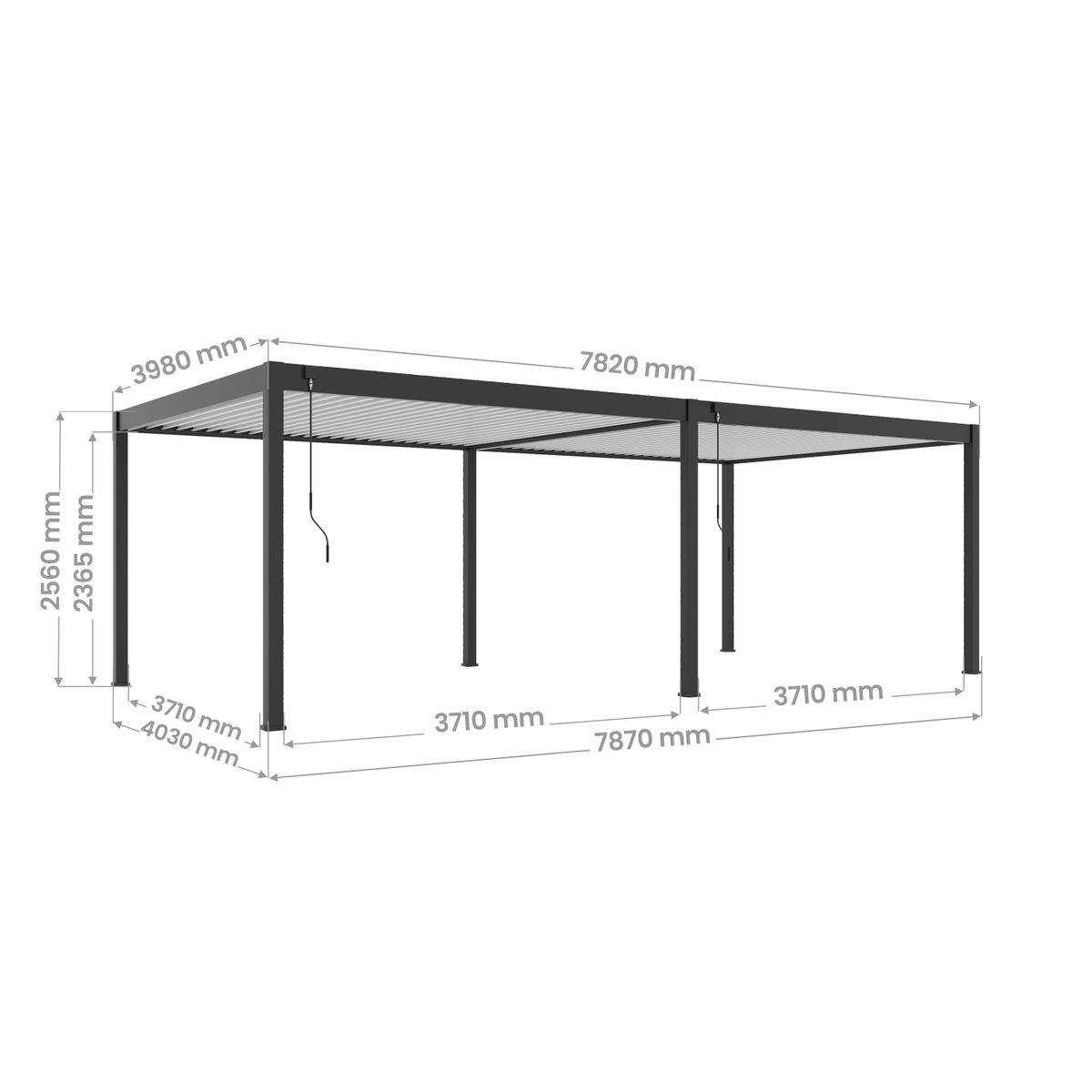 Direct Abris - Pergola Bioclimatique Aluminium Autoportee 32m² - 4x8  Anthracite - Certifié Resistant UV - Lames Inclinables - ECLIPSE 32 - Image 7