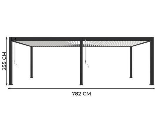 Pergola Bioclimatique Aluminium Autoportee 32m² - 4x8 Anthracite - Certifié Resistant UV - Lames Inclinables - ECLIPSE 32 - Image 7