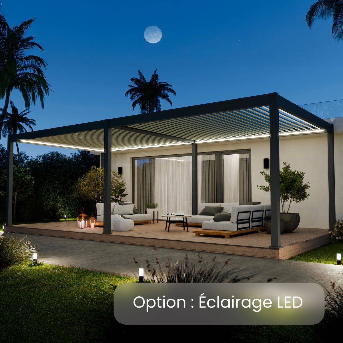 Direct Abris - Pergola Bioclimatique Aluminium Autoportee 32m² - 4x8  Anthracite - Certifié Resistant UV - Lames Inclinables - ECLIPSE 32 - Image 8