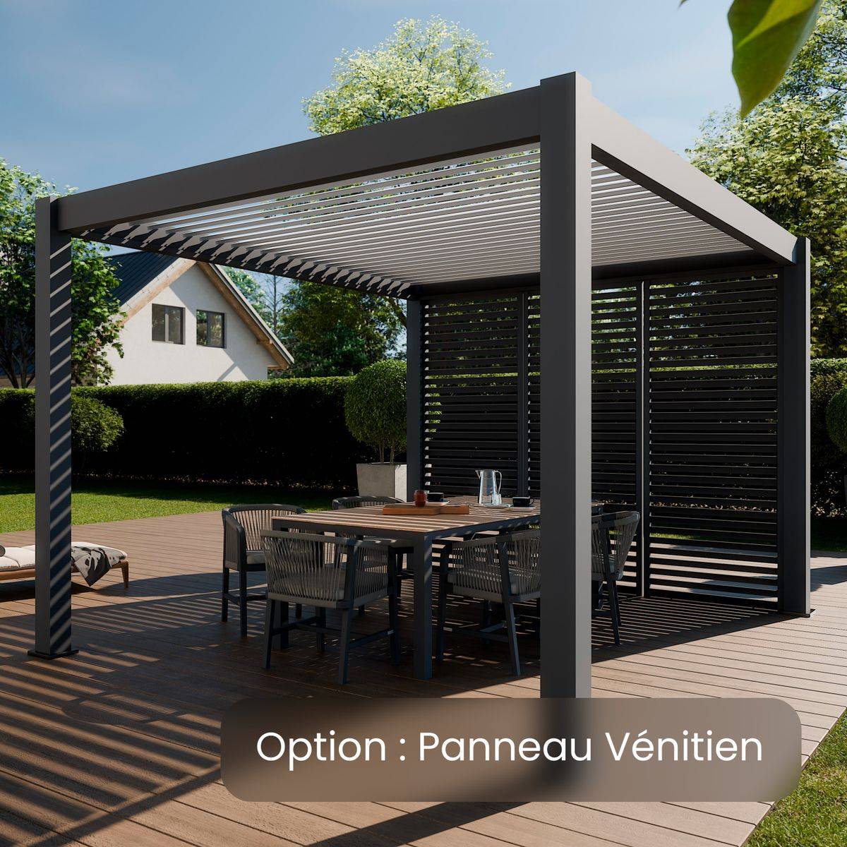 Direct Abris - Pergola Bioclimatique Aluminium Autoportee 32m² - 4x8  Anthracite - Certifié Resistant UV - Lames Inclinables - ECLIPSE 32 - Image 10