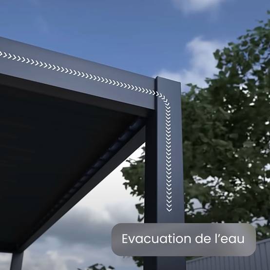 Direct Abris - Pergola Bioclimatique Aluminium Autoportee 32m² - 4x8 Anthracite - Certifié Resistant UV - Lames Inclinables - ECLIPSE 32 - Image 6