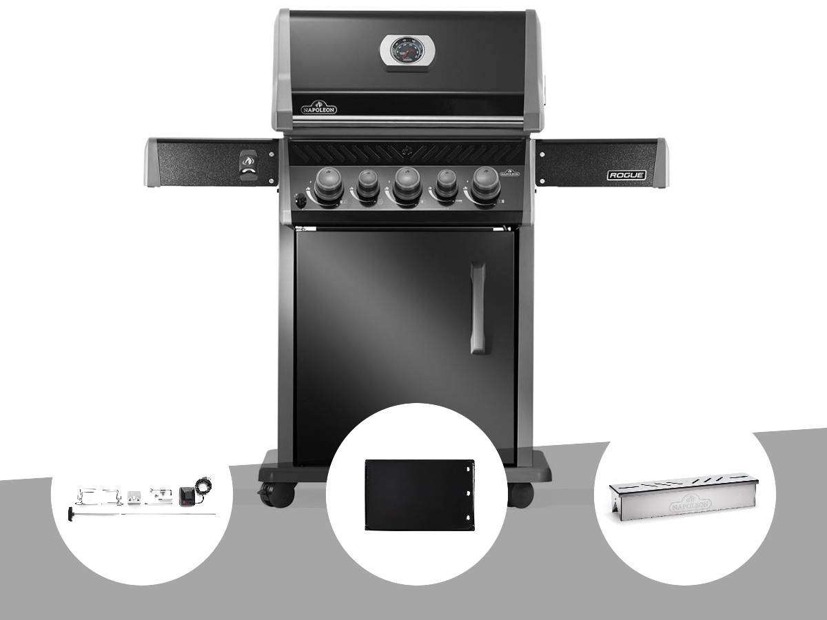 Napoleon - Barbecue à gaz Rogue 425 RB 3 brûleurs + 1 réchaud latéral + 1 brûleur rôtissoire + Rôtissoire + Plancha + Boitier de fumage - Napoléon - Image 1