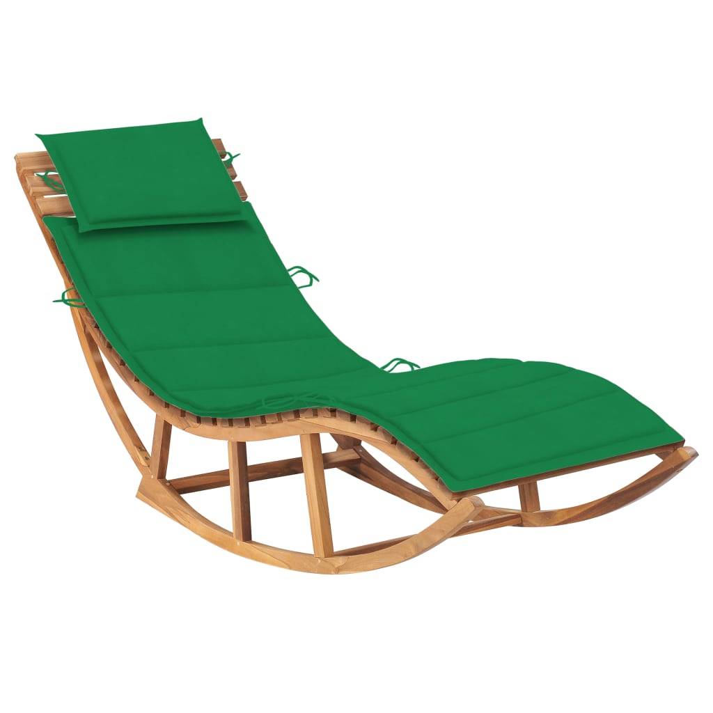 Helloshop26 - Transat chaise longue bain de soleil lit de jardin terrasse meuble d'extérieur à bascule 180 cm avec coussin bois de teck solide - Imagen 1