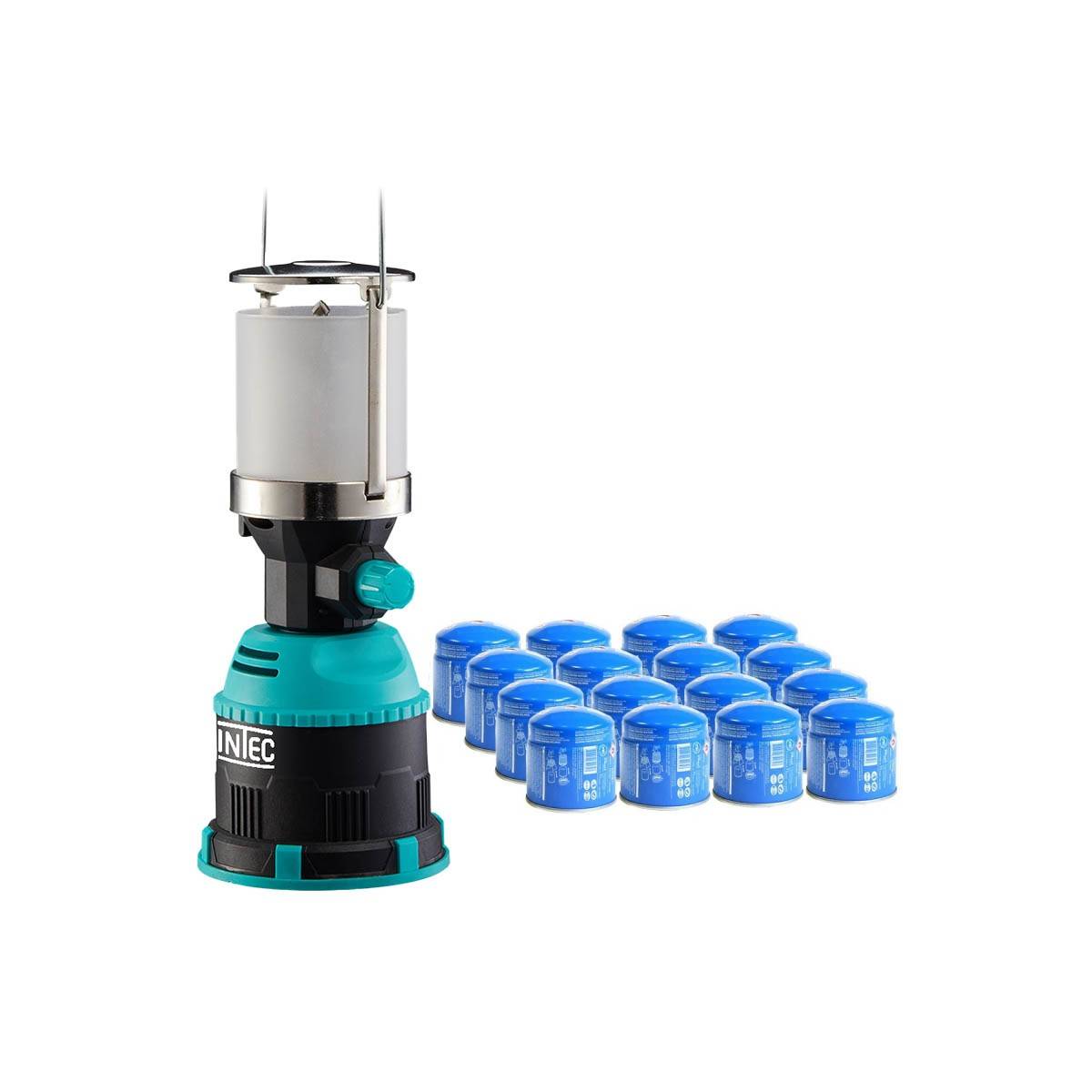 Lampe à gaz 450W Piezo Coque ABS + 16 cartouches de gaz 190gr Butane INTEC - Imagen 1