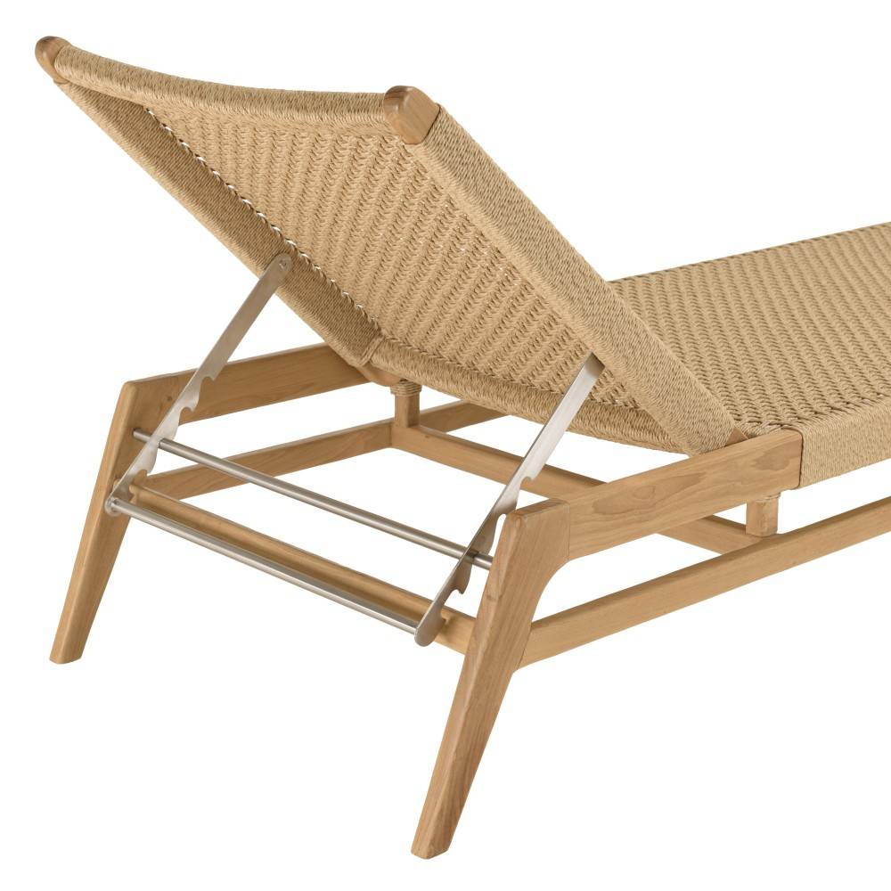 Macabane - VALERIA - Bain de soleil en bois de teck naturel et rotin beige - Imagen 10
