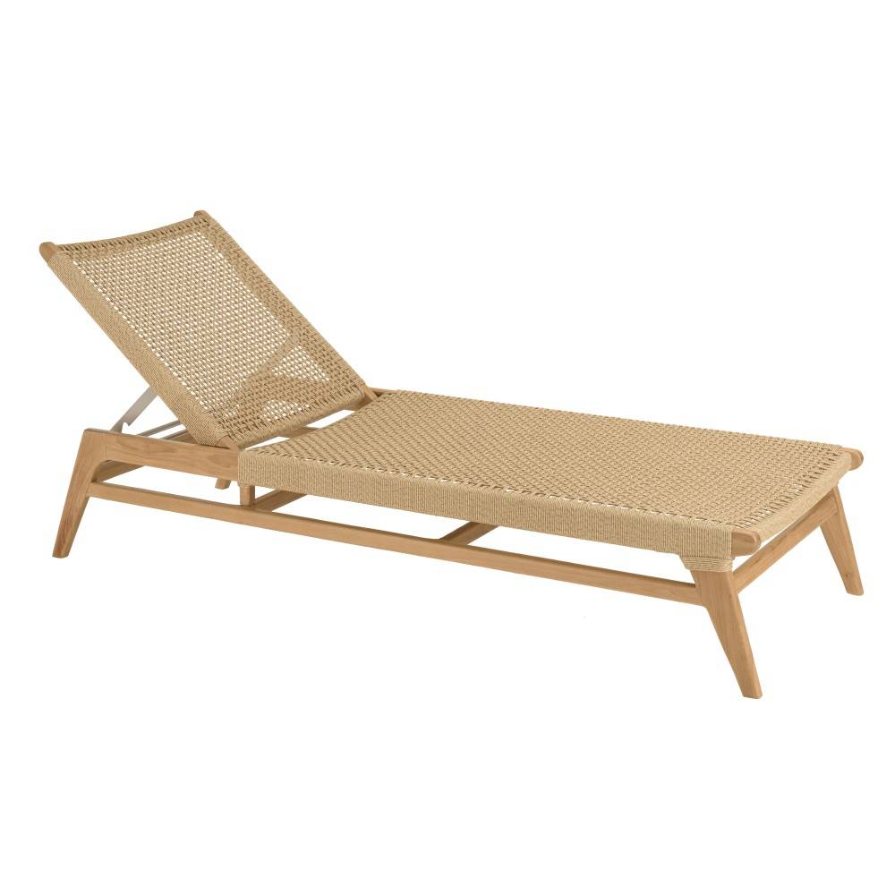 Macabane - VALERIA - Bain de soleil en bois de teck naturel et rotin beige - Imagen 1