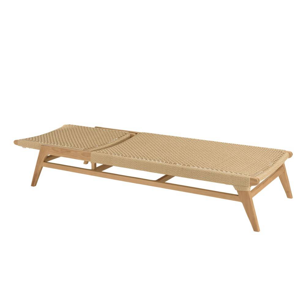 Macabane - VALERIA - Bain de soleil en bois de teck naturel et rotin beige - Imagen 7