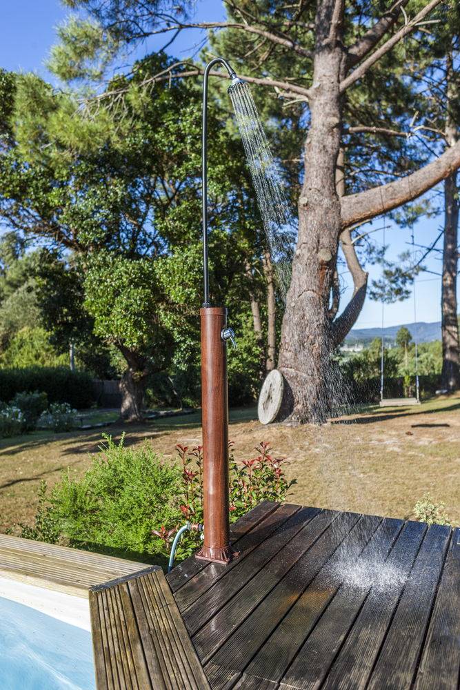 Gre Pools - Douche solaires ronde d'extérieur en PVC aspect bois - 11x220 cm - 9 l Gre Pools - Imagen 2