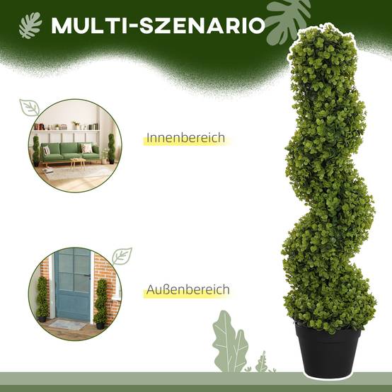 Lot 2 Eucalyptus Artificiels Spirale 90cm Plante Verte Pot Déco Intérieur Extérieur - ComfortXL Outdoor Living - Image 5
