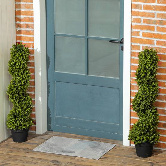 Lot 2 Eucalyptus Artificiels Spirale 90cm Plante Verte Pot Déco Intérieur Extérieur - ComfortXL Outdoor Living - Image 1