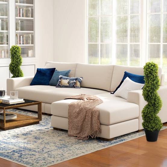 Lot 2 Eucalyptus Artificiels Spirale 90cm Plante Verte Pot Déco Intérieur Extérieur - ComfortXL Outdoor Living - Image 7