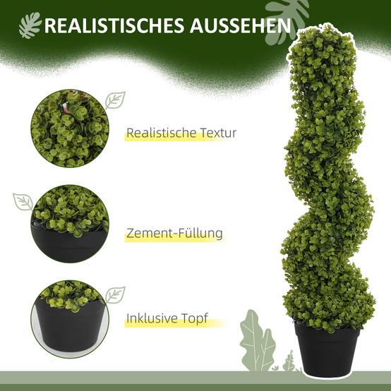 Lot 2 Eucalyptus Artificiels Spirale 90cm Plante Verte Pot Déco Intérieur Extérieur - ComfortXL Outdoor Living - Image 4