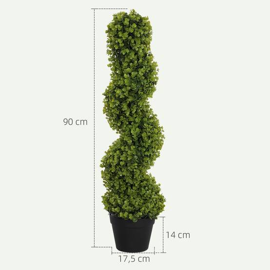Lot 2 Eucalyptus Artificiels Spirale 90cm Plante Verte Pot Déco Intérieur Extérieur - ComfortXL Outdoor Living - Image 3