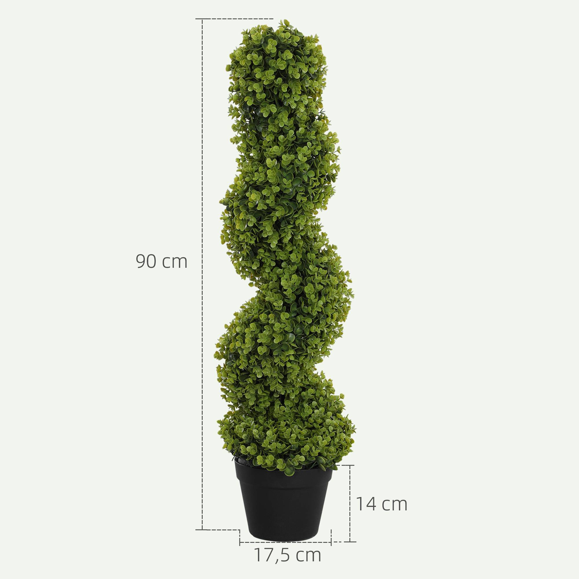 Lot 2 Eucalyptus Artificiels Spirale 90cm Plante Verte Pot Déco Intérieur Extérieur - ComfortXL Outdoor Living - Image 3