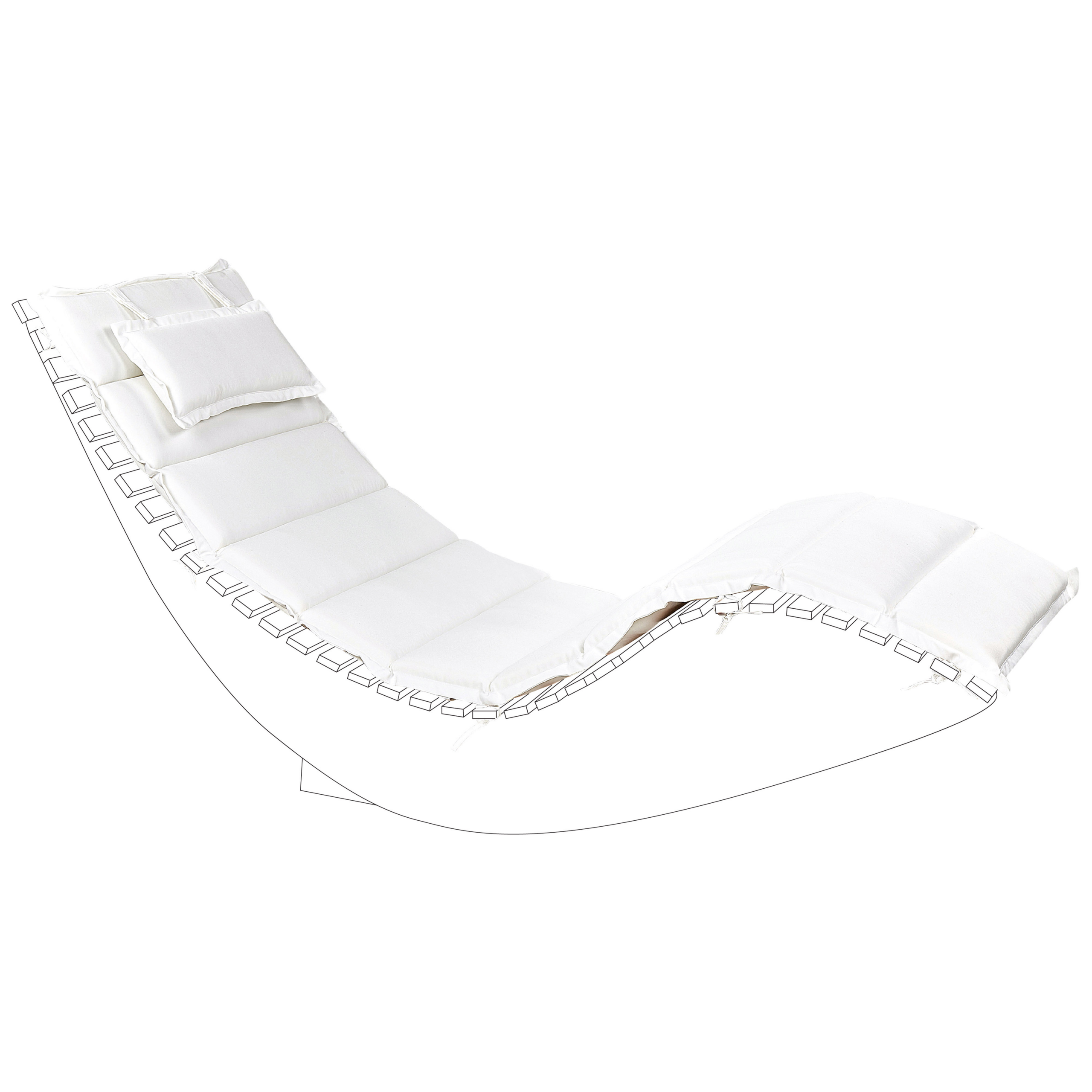 Beliani - Chaise Longue à Bascule Bois Foncé en Bois d'Acacia avec Coussin Blanc Cassé Patio Terrasse Jardin à Lattes - Imagen 4