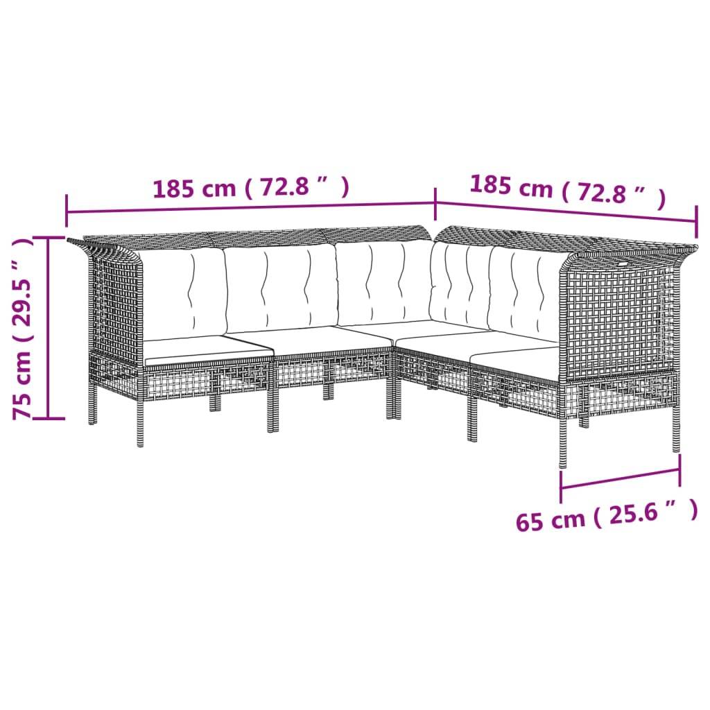 Helloshop26 - Salon de jardin meuble d'extérieur ensemble de mobilier 13 pièces avec coussins gris résine tressée - Imagen 5