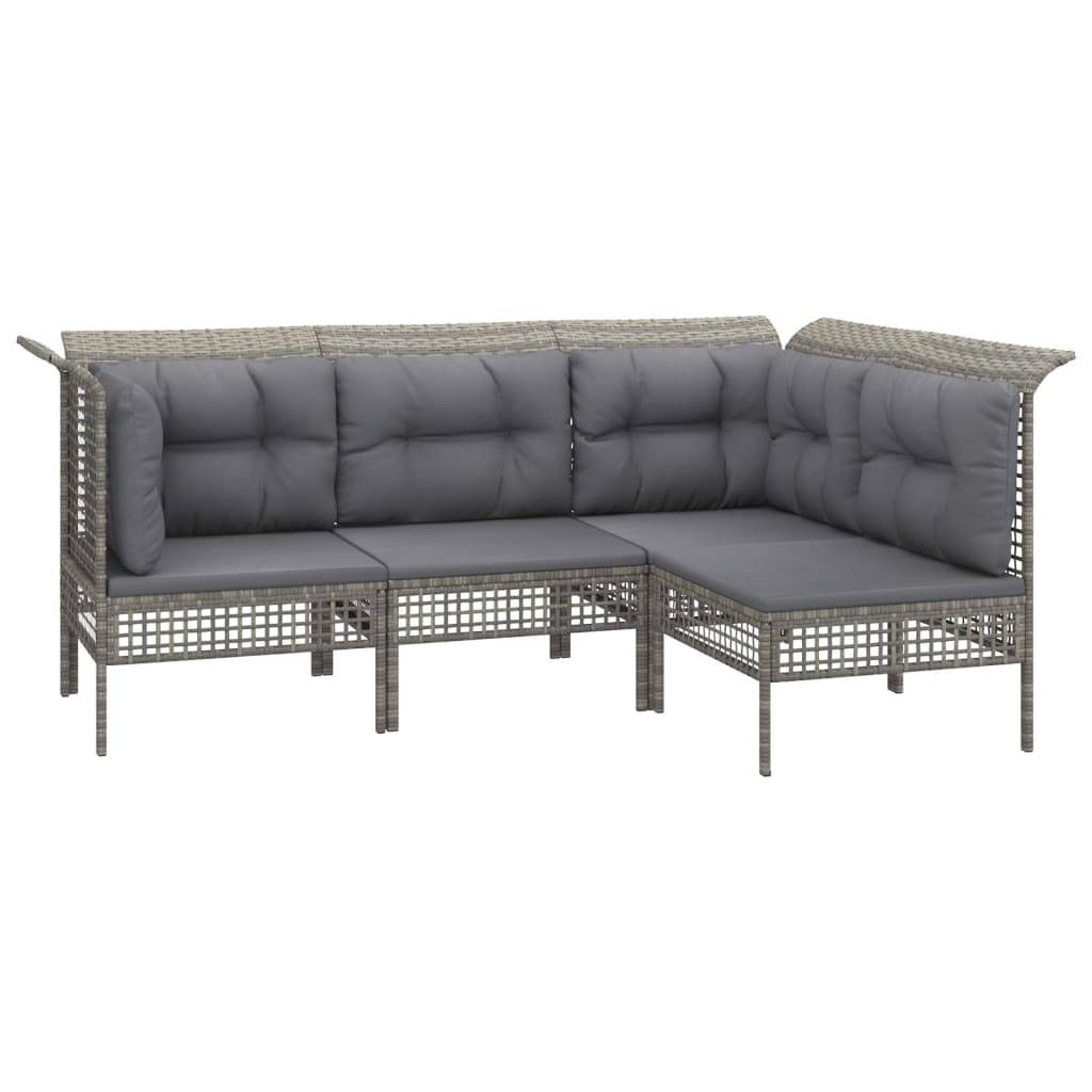 Helloshop26 - Salon de jardin meuble d'extérieur ensemble de mobilier 13 pièces avec coussins gris résine tressée - Imagen 2